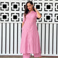 Pink and white stripe pattern cotton kurta and palazzo set