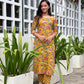 Mustard yellow floral kurta and pant set