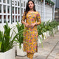 Mustard yellow floral kurta and pant set