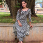 Black elephant printed with mirror worked cotton kurta and pant set