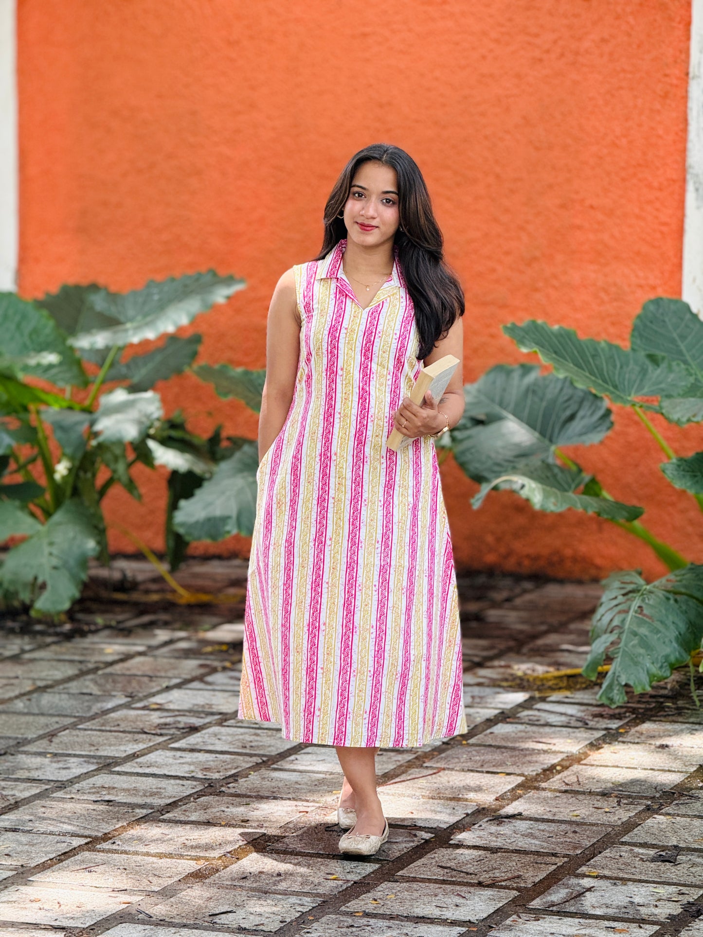 “Bloomline” Cotton Striped Dress