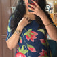 Blue Lotus Print Cotton Kurta and Pant Set