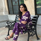 Purple Floral Printed Soft Cotton Kurta and Pant Set