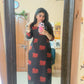 Black with Red Polka Elephant Printed Kurta Pant Set