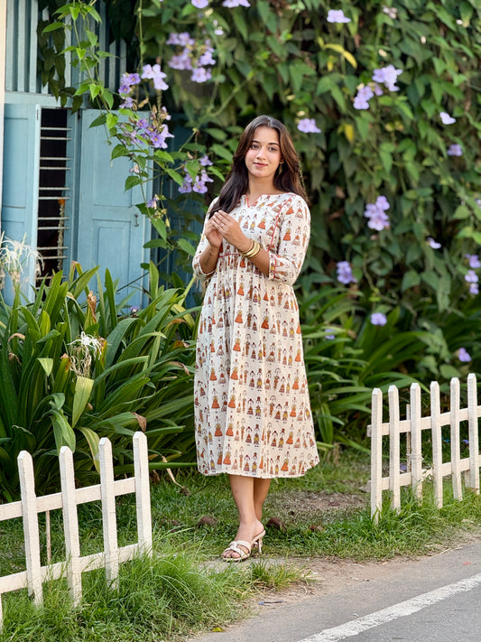 “Tribally Dress”- Cotton Flared Aline Dress