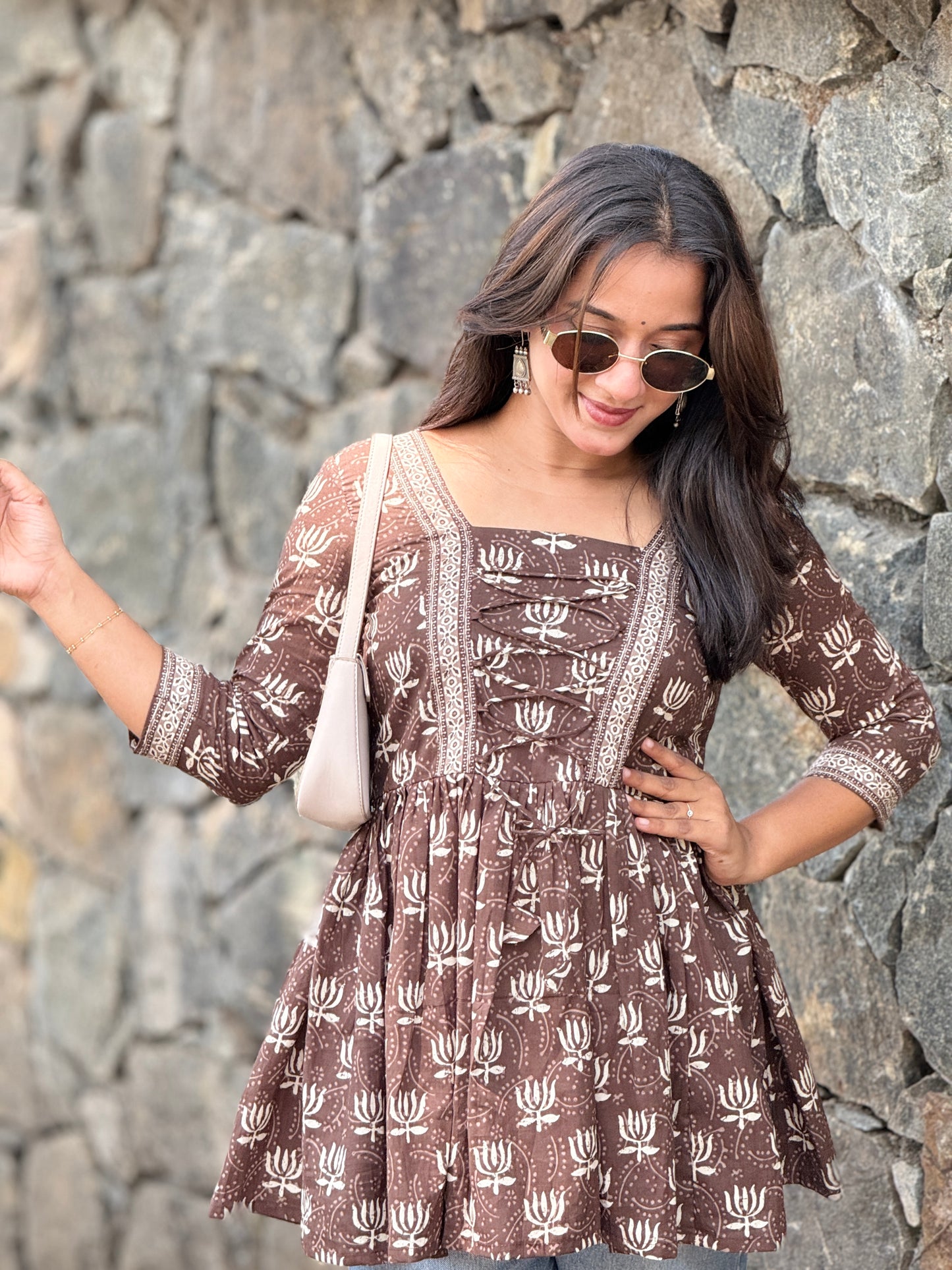 AHANYA - Cotton Peplum Top