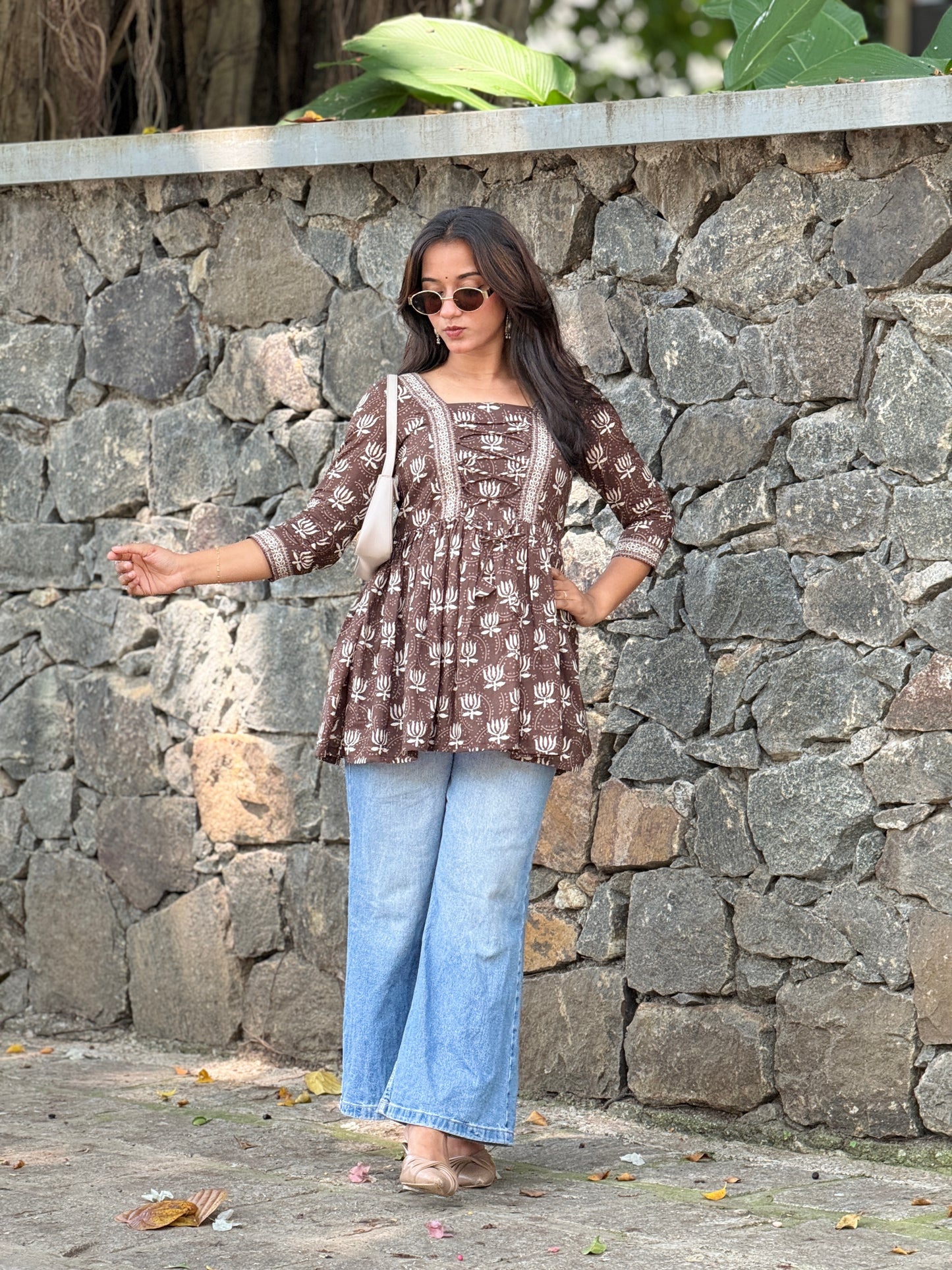 AHANYA - Cotton Peplum Top