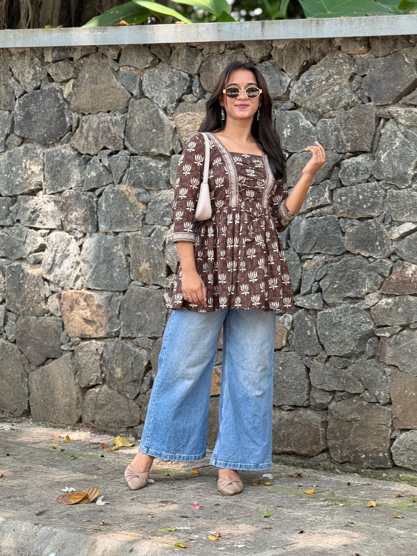 AHANYA - Cotton Peplum Top