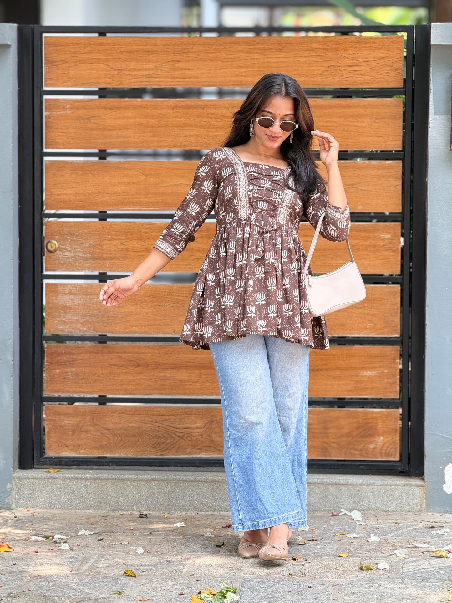 AHANYA - Cotton Peplum Top