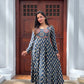 Blue Cotton handworked panel cut anarkali