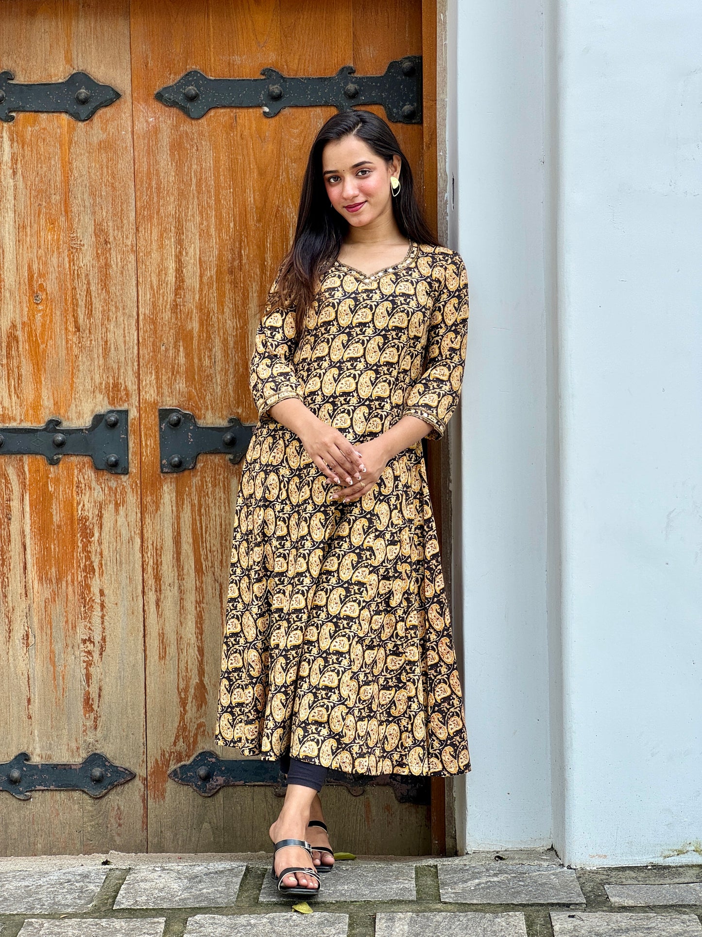 Kalamkari printed handworked Aline kurta