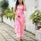 Pink Soft Cotton Halter Neck kurta and pant set