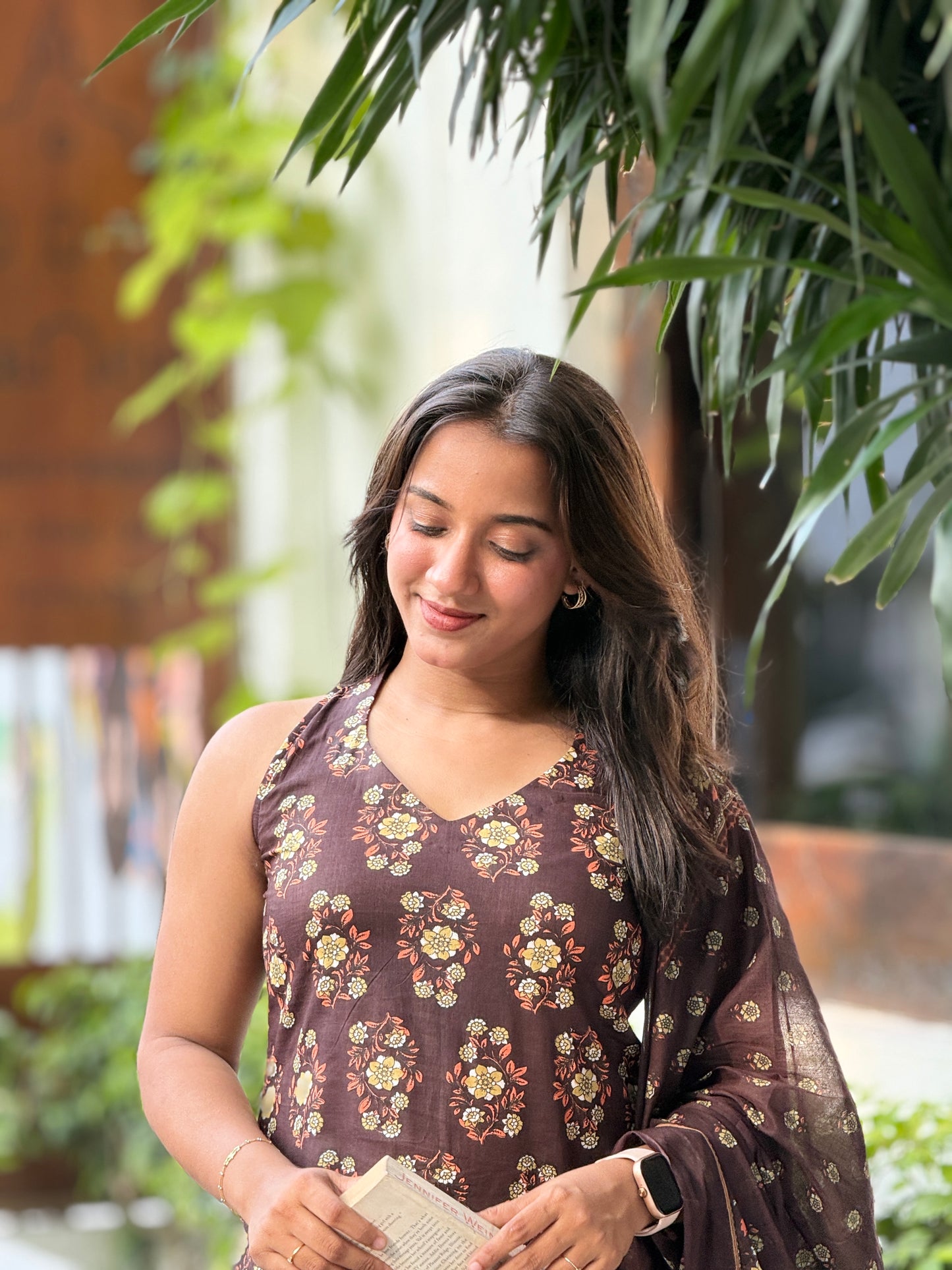 “Brownie” Cotton Halter neck Set with Dupatta