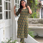 Ajrakh kantha green handblock printed kurta and pant set