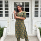 Ajrakh kantha green handblock printed kurta and pant set