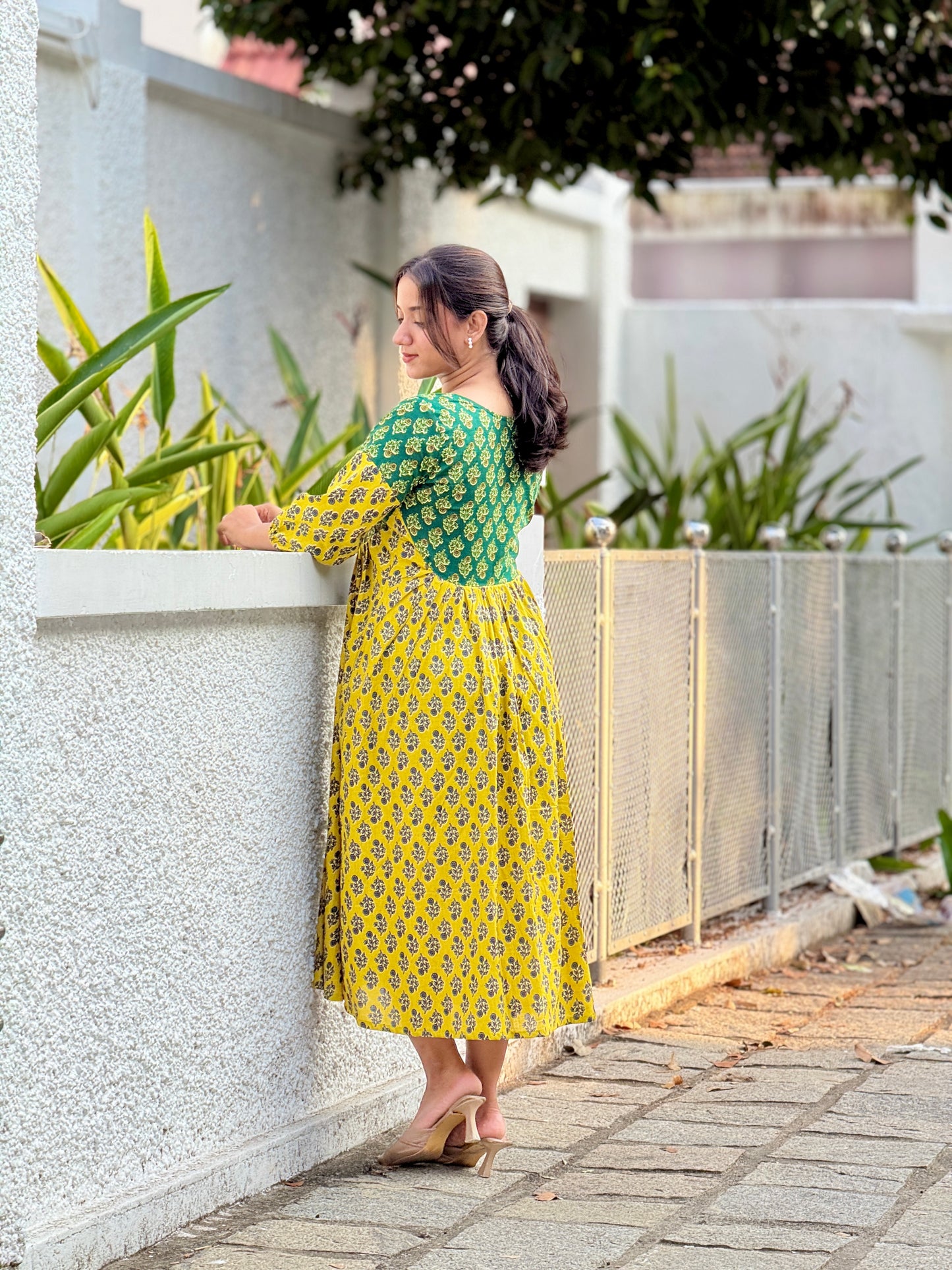 MAYA - Cotton Double Tone Pleated Dress