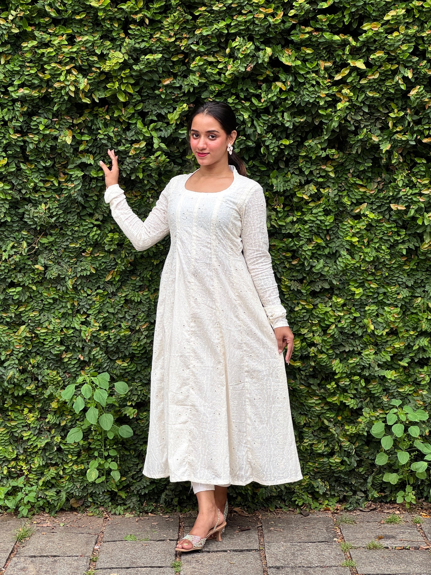 Premium Cotton embroidered panel cut anarkali kurta