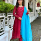 Premium Chanderi Silk handworked kurta with Organza dupatta