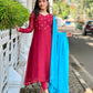 Premium Chanderi Silk handworked kurta with Organza dupatta