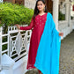 Premium Chanderi Silk handworked kurta with Organza dupatta