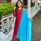 Premium Chanderi Silk handworked kurta with Organza dupatta