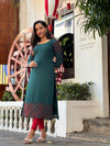 Green georgette handworked kurta