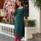 Green georgette handworked kurta