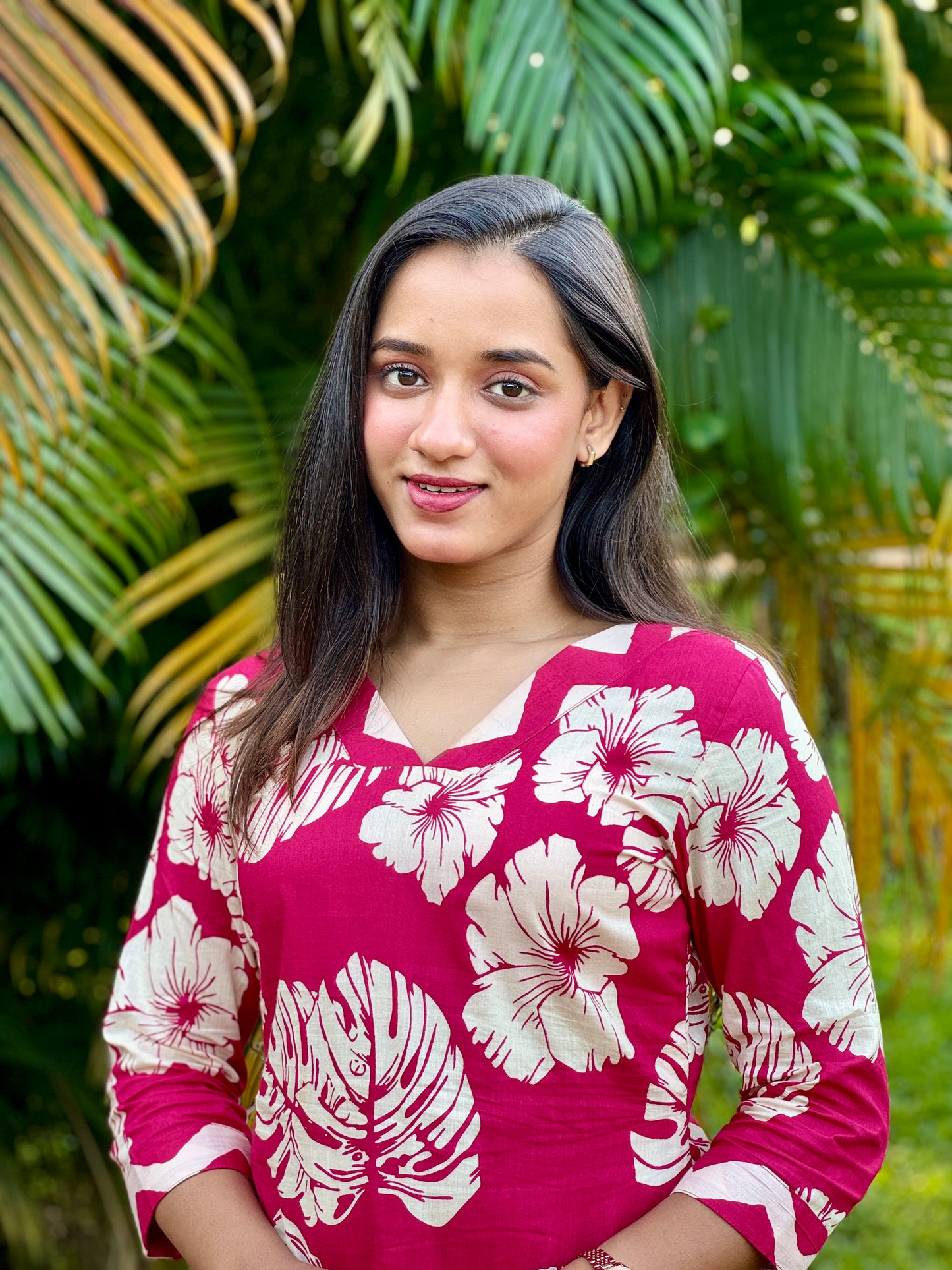 Pink Floral Kurta and Pant Set