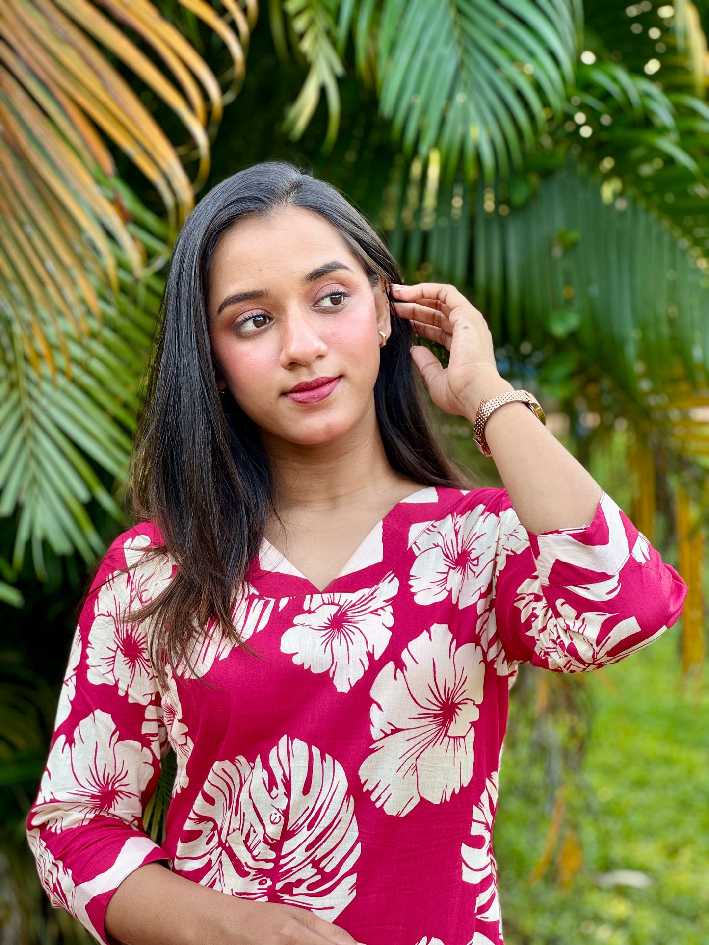 Pink Floral Kurta and Pant Set