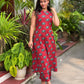 Red elephant printed closed neck Aline kurta with palazzo