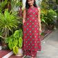 Red elephant printed closed neck Aline kurta with palazzo