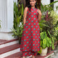 Red elephant printed closed neck Aline kurta with palazzo