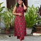 Red elephant printed closed neck Aline kurta with palazzo