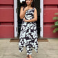 Black and white Assymetric aline kurta and pant set