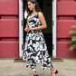 Black and white Assymetric aline kurta and pant set