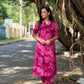 Pink cowl neck aline kurta with palazzo