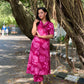 Pink cowl neck aline kurta with palazzo