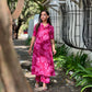 Pink cowl neck aline kurta with palazzo